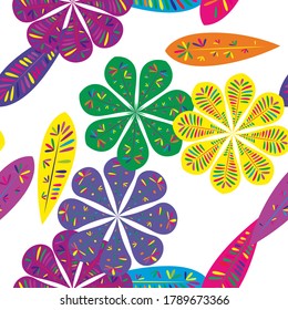 Nice floral pattern. Botanical seamless pattern.  Spring decoration. Vector illustration isolated. Abstract vector background. 