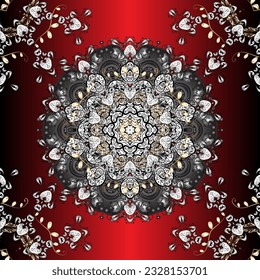 Nice Floral pattern in the small flower. Seamless floral pattern with flowers, watercolor. Vector pattern. Red gradient. Mandala.