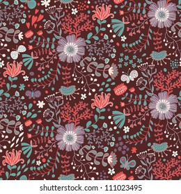 Nice floral seamless pattern in bright colors