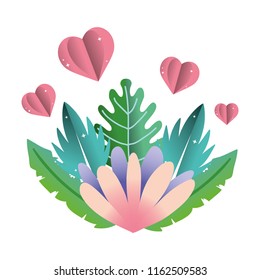 nice flower with hearts and exotic plant