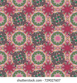 Nice flower vector pattern. Colour Spring Theme seamless pattern Background. Flat Flower Elements Design. Flowers on pink, green and neutral colors.