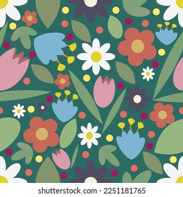 NICE FLOWERS SEAMLESS VECTOR PATTERN