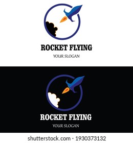 nice flying rocket illustration vector for dsigne logo label background template