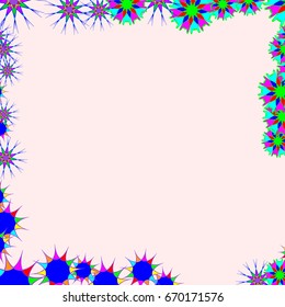 Nice frame with abstract flowers on light-pink background
