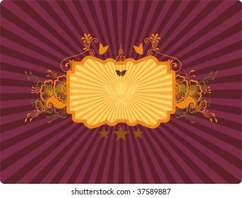A nice frame decorated with flowers, stars and butterflies.