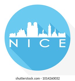 Nice France Europe Flat Icon Skyline Silhouette Design City Vector Art Famous Buildings.
