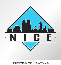 Nice, France Skyline Logo. Adventure Landscape Design Vector Illustration.