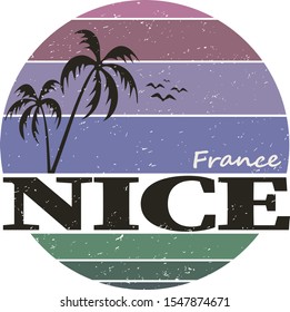 Nice France Travel Stamp Icon Skyline City Design Tourism