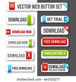 Nice and Fresh Web Download Buttons collection. Vector set.