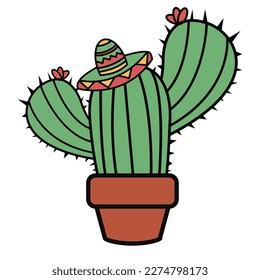Nice funny  cactus doodle sign icon