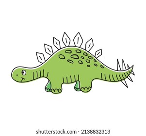 Nice funny doddle dinosaur isolated icon on white background. Vector illustration for textile, wallpaper, prints, fabric, clothes for children.