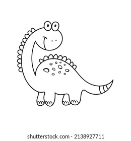 Nice funny doddle dinosaur isolated icon on white background. Vector illustration for coloring book, coloring pages, textile, wallpaper, prints, fabric, clothes for children.