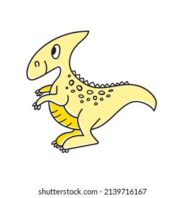 Nice funny doddle dinosaur isolated icon on white background. Vector illustration for textile, wallpaper, prints, fabric, clothes for children.