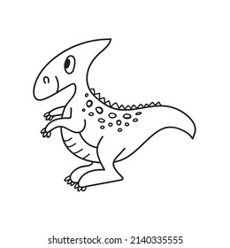 Nice funny doddle dinosaur isolated icon on white background. Vector illustration for coloring book, coloring pages, textile, wallpaper, prints, fabric, clothes for children.