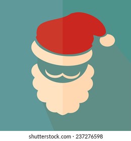 Nice  and funny icon of face of santa claus on blue background