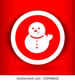 Nice  and funny snowman on the red background