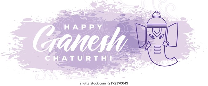 nice ganesh chaturthi celebration banner in purple grunge style 