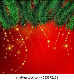 Nice garland of firtree with pearls and sparks