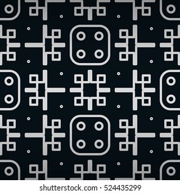 Nice geometrical seamless pattern background in maze style. Compound mosaic repeatable backdrop. Modern texture. Vivid, symmetrical design for fabric, carpet, packing-paper or other purpose.