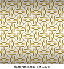 Nice geometrical seamless pattern background in maze style. Compound tessellated repeatable backdrop. Colorful, symmetric design for textile, packing-paper, game or other purpose. Modern design.