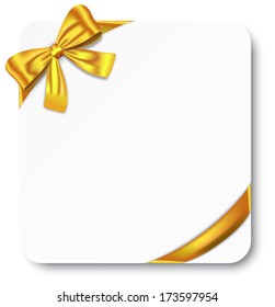 Nice gift card with golden ribbon. Vector illustration