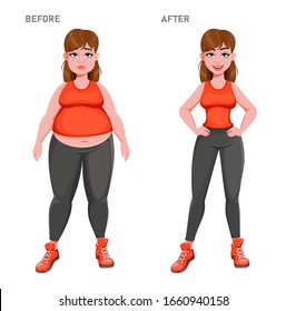 Nice Girl Before After Weight Loss Stock Vector (Royalty Free) 1654309981