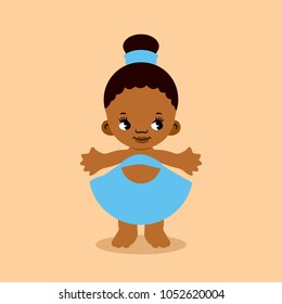 Nice girl chocolate. Cartoon vector picture. The child in clothes. Smile and joy.