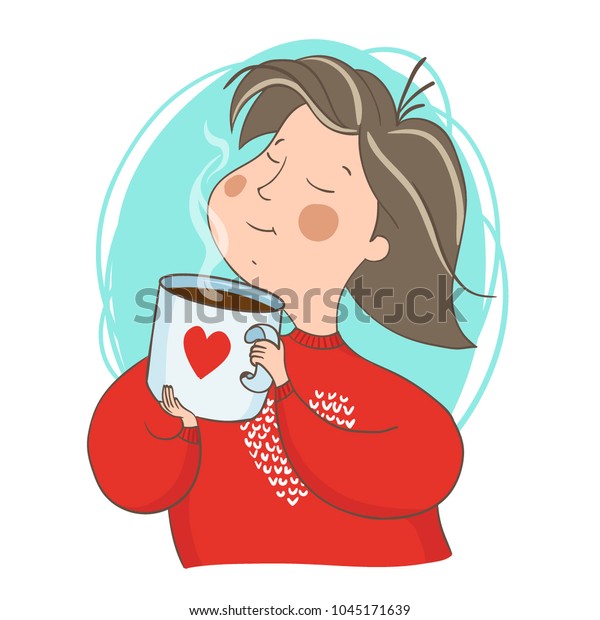 Nice Girl Cup Hot Coffee Isolated Stock Vector (Royalty Free) 1045171639