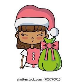 nice girl with hat and christmas bag