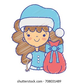 nice girl with hat and christmas bag
