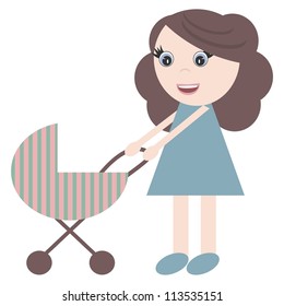 nice girl with perambulator