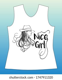 Nice Girl, slogan lovely graphic design and cute flowers graphic design print for tee and t shirt and fabric