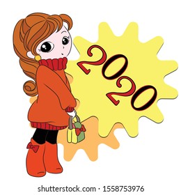 nice girl wearing winter clothes. vector