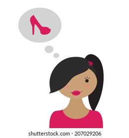 Nice girl wishing new pink shoes for your design
