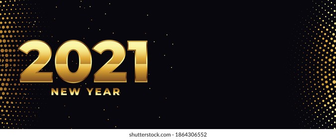 nice golden 2021 happy new year shiny banner design