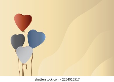 nice gradient background wallpaper and colorful love heart shaped balloons