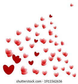 Nice gradient red heart-shaped symbols on a white background with copy space. Romantic abstract heart shape symbol on Valentine's Day.- vector