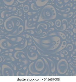 Nice gray and neutral hand-drawn seamless vector illustration. Elegant seamless pattern with floral and Mandala elements.