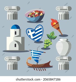 buena tarjeta de grecia con artículos