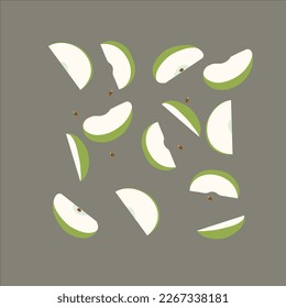 Nice Green sliced apple - Vector Artwork.