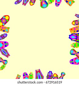 Nice greeting card with abstract elements. Items are located on the boundary of the card. Template for writing. Background is light yellow.