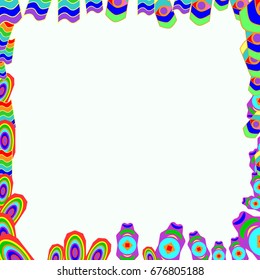 Nice greeting card with abstract elements. Items are located on the boundary of the card. Template for writing. Background is pale blue