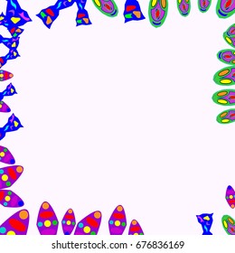 Nice greeting card with abstract elements. Items are located on the boundary of the card. Template for writing. Background is light pink.