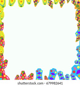 Nice greeting card with abstract elements. Items are located on the boundary of the card. Template for writing. Background is pale blue