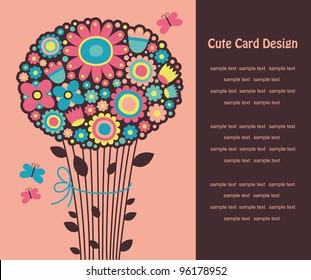 nice greeting card with cute bouquet. vector illustration