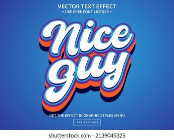 Nice guy 3D editable text effect template