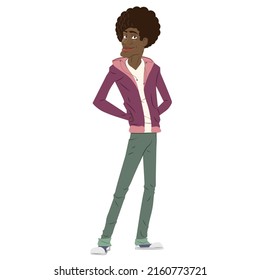 Nice guy with afro hair and jacket. A stylized graphic