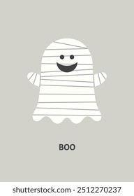 Bonita Ilustración vectorial fantasma de la momia de Halloween.