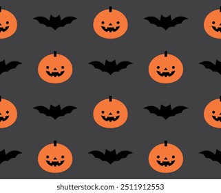 Bonito padrão de abóbora sem costura Halloween. Ilustração vetorial.