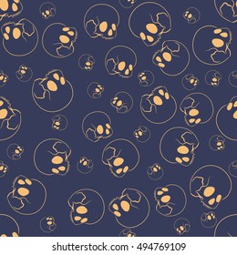 Nice Halloween seamless pattern with human skulls. Nice hand-drawn illustration